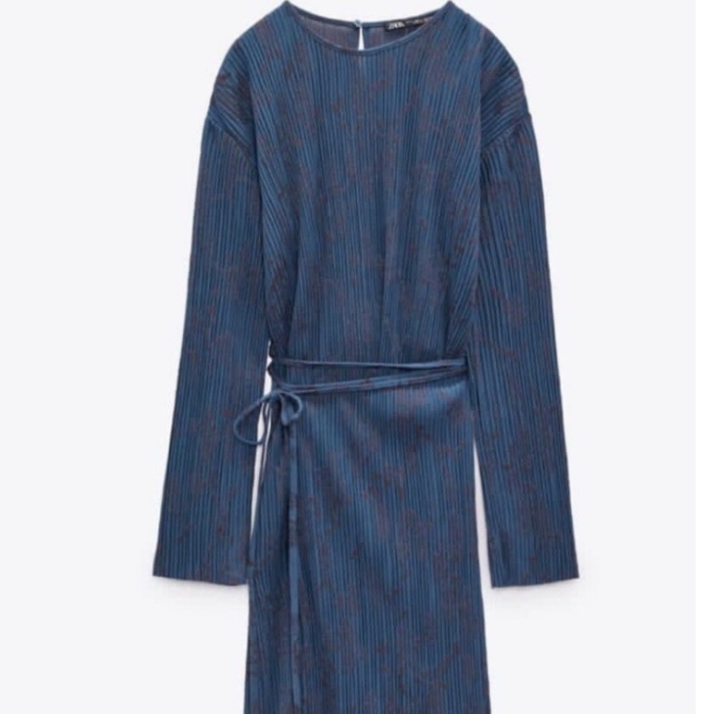 Zara Blue Jacquard Pareo Dress